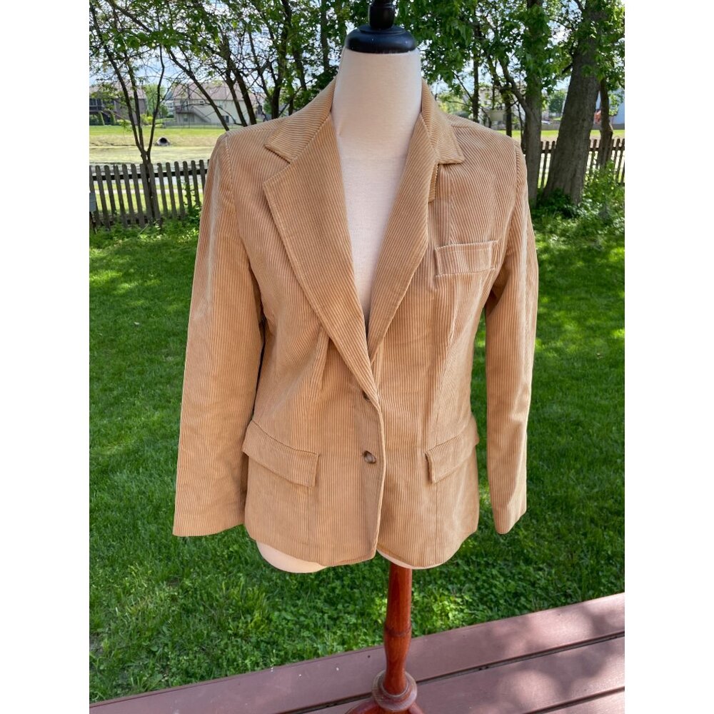 Vintage Coaltree Tan Corduroy Blazer With Notched Lapel & Front Pockets - Size M